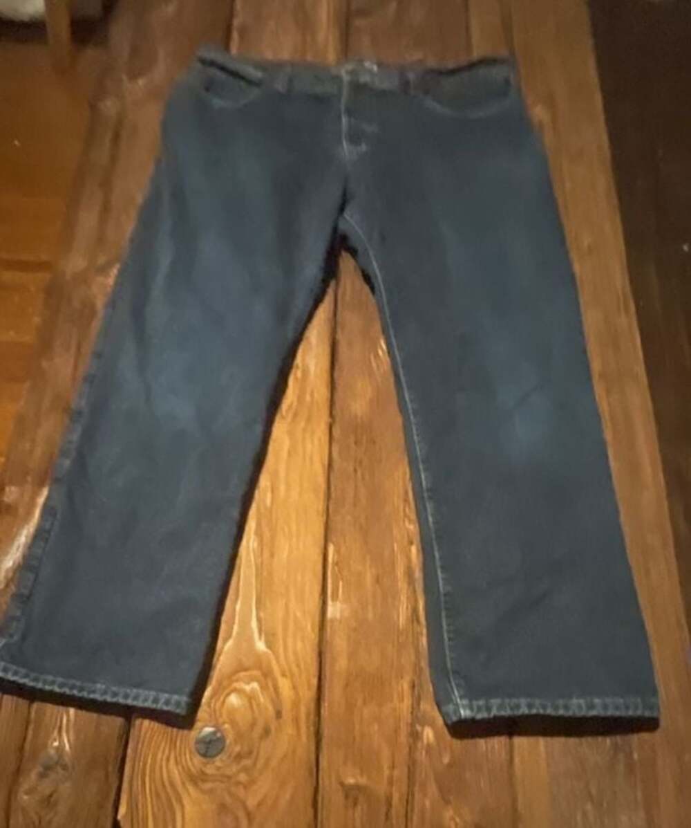 Eddie Bauer Men's Red Flannel Lined Denim Jeans Blue Straight Leg 40x30